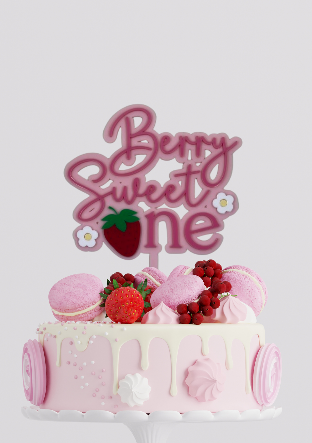 Berry Sweet One Cake Topper – Layered Laser Cut Acrylic
