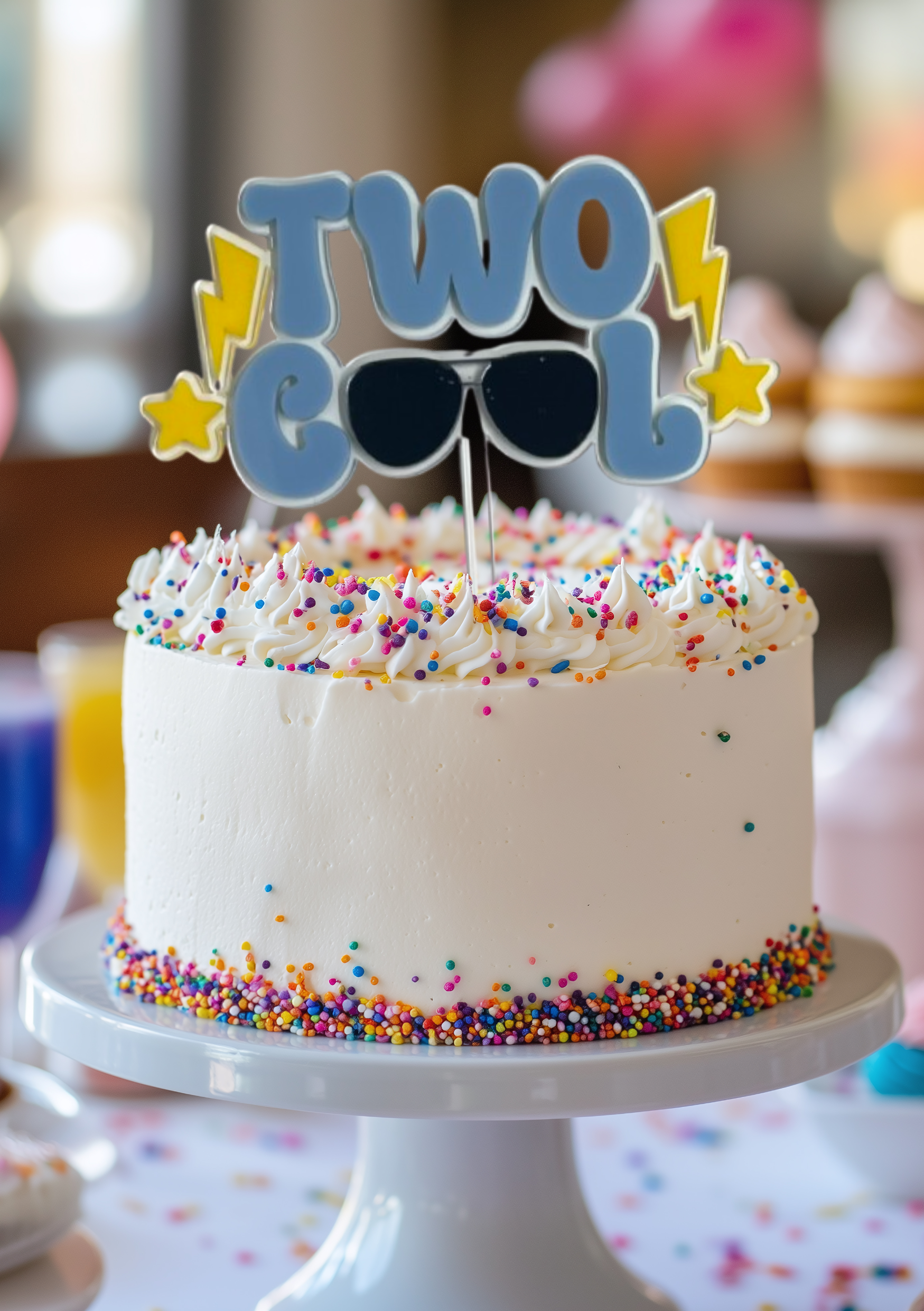 Two Cool Cake Topper – Layered Laser Cut Acrylic with Mirrored Glasses