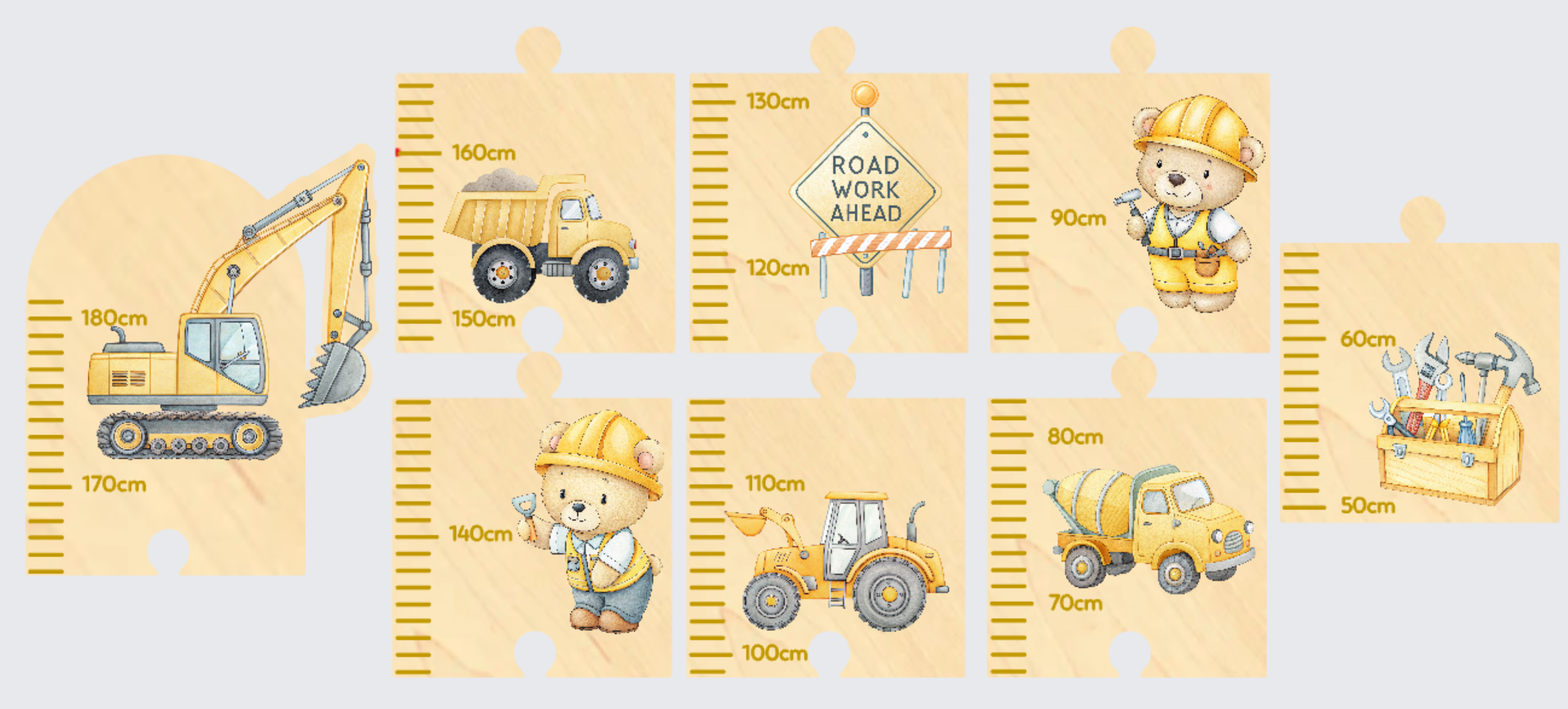 Puzzle Piece Growth Chart - Various Designs Available