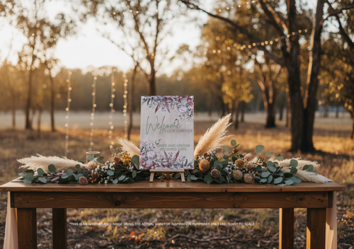 Australian Native Wedding Signage Set – Personalised Acrylic & Timber