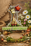 Happy Birthday Giraffe Cake Topper – Laser Cut Acrylic