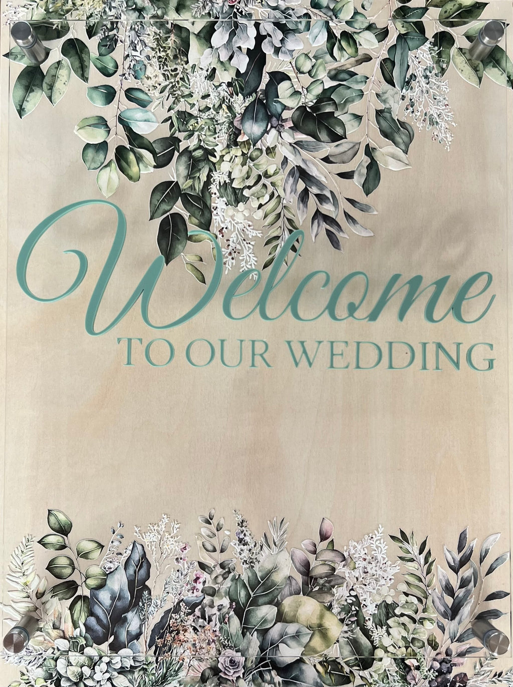 Personalised Wedding Welcome Sign – UV Printed Acrylic & Timber