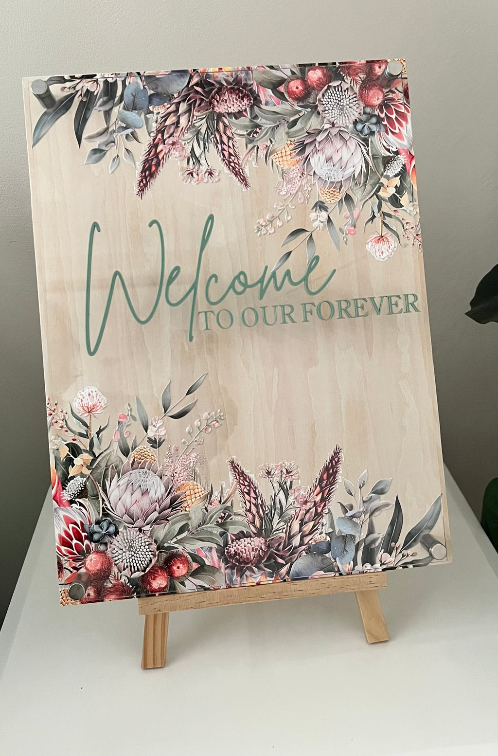Australian Native Wedding Signage Set – Personalised Acrylic & Timber