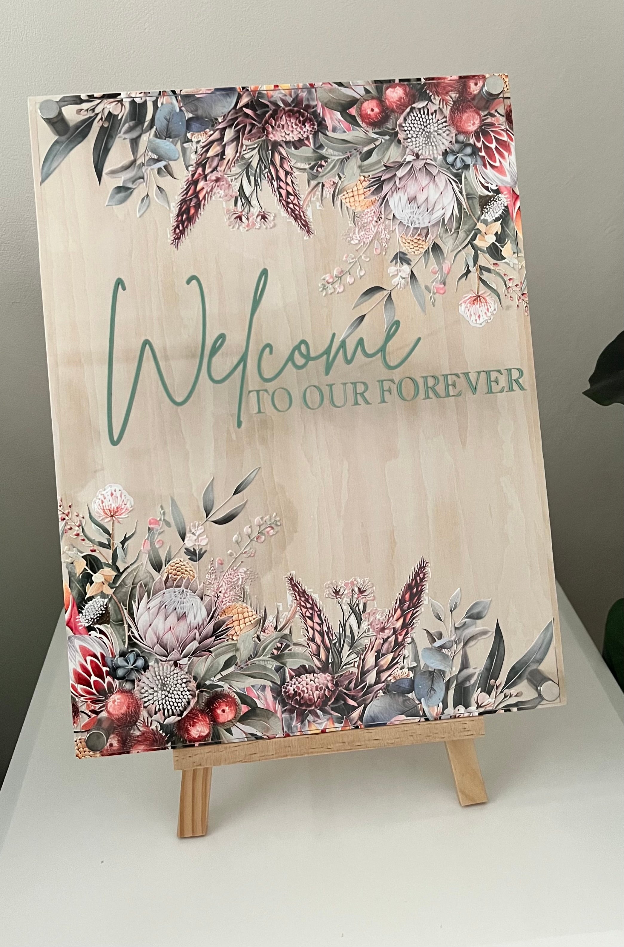 Australian Native Wedding Signage Set – Personalised Acrylic & Timber