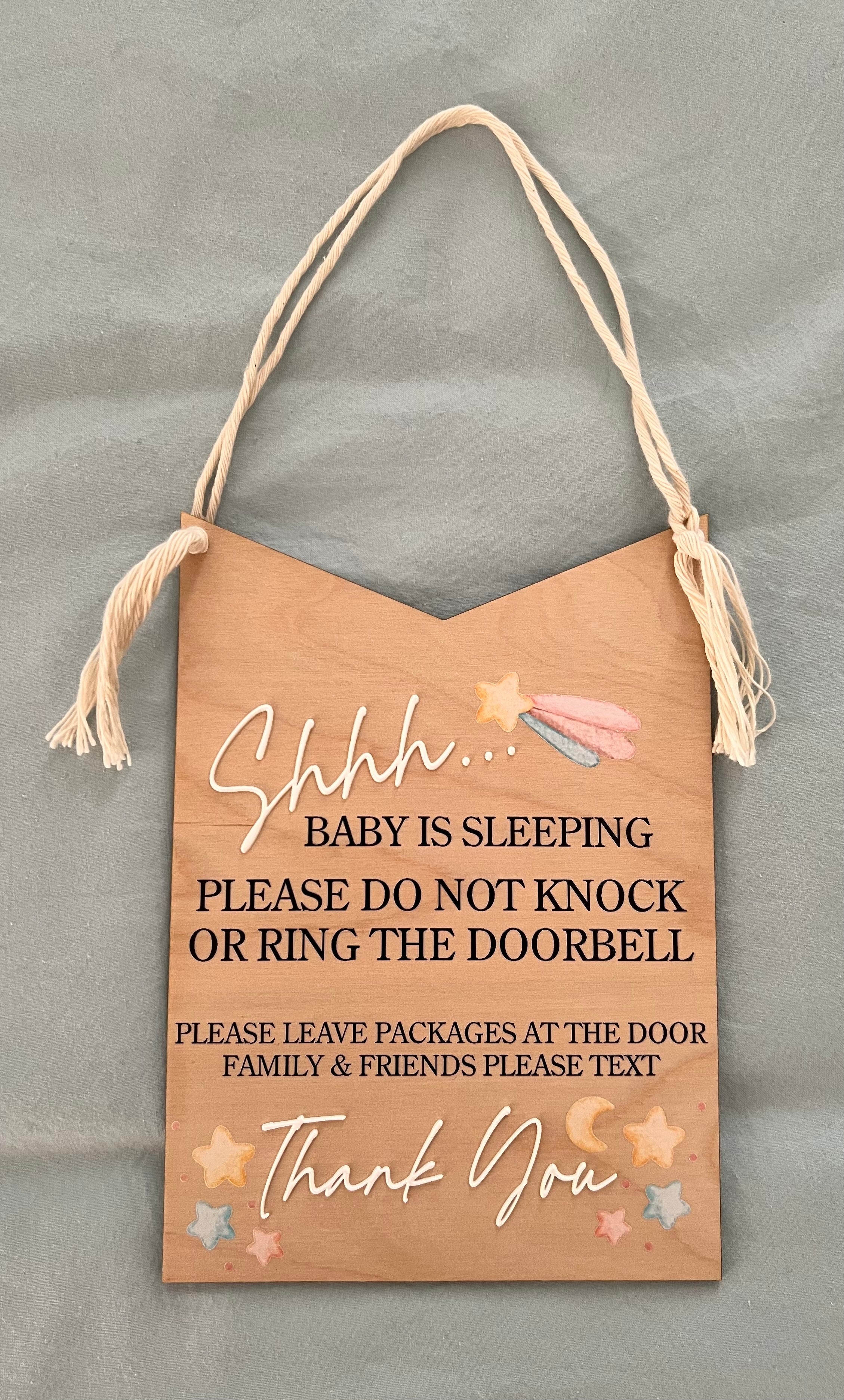 Baby Sleep Door Sign – Laser Cut Timber