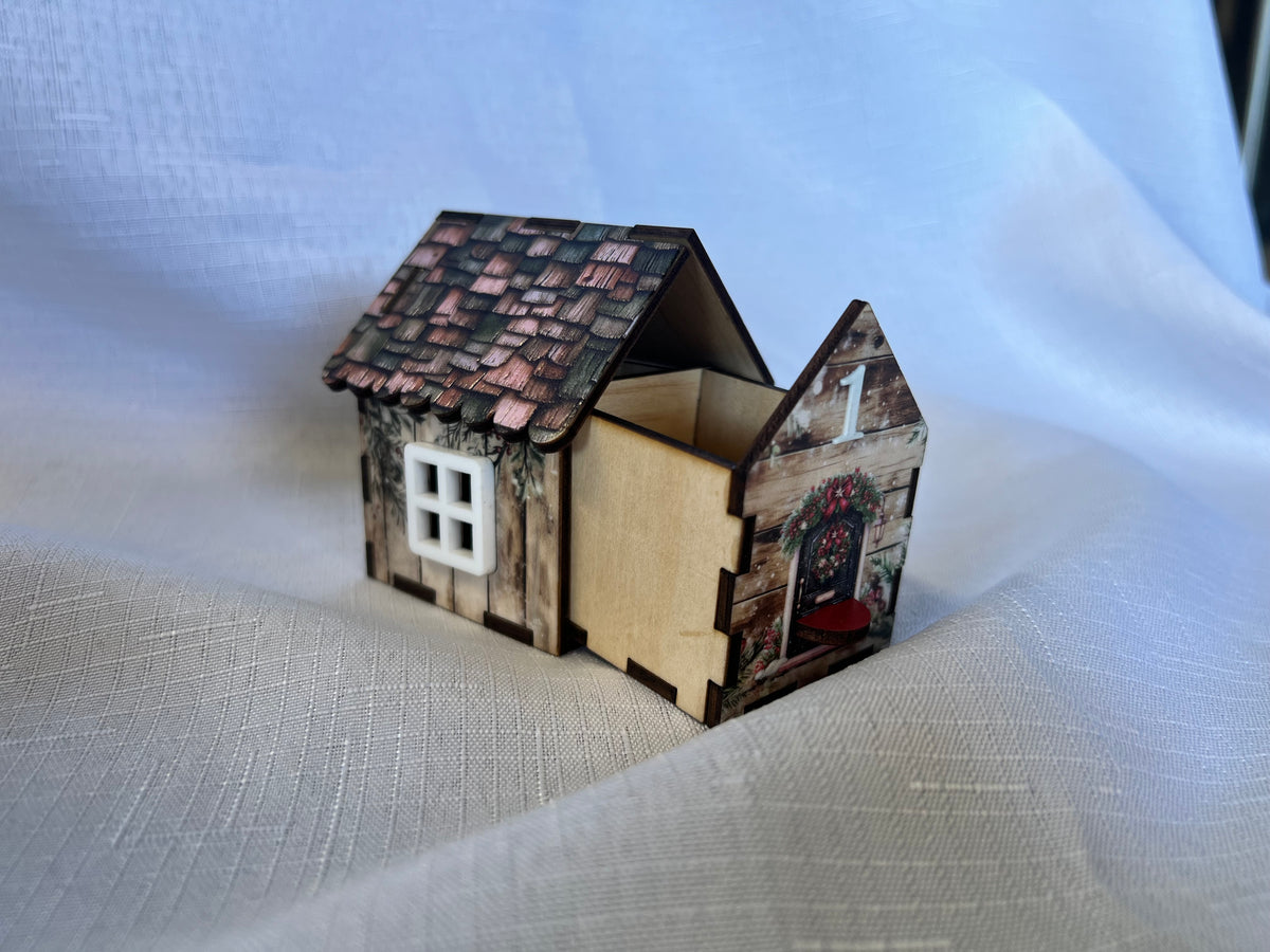 Christmas Cottage Advent Calendar with Acrylic Cupcake Stand