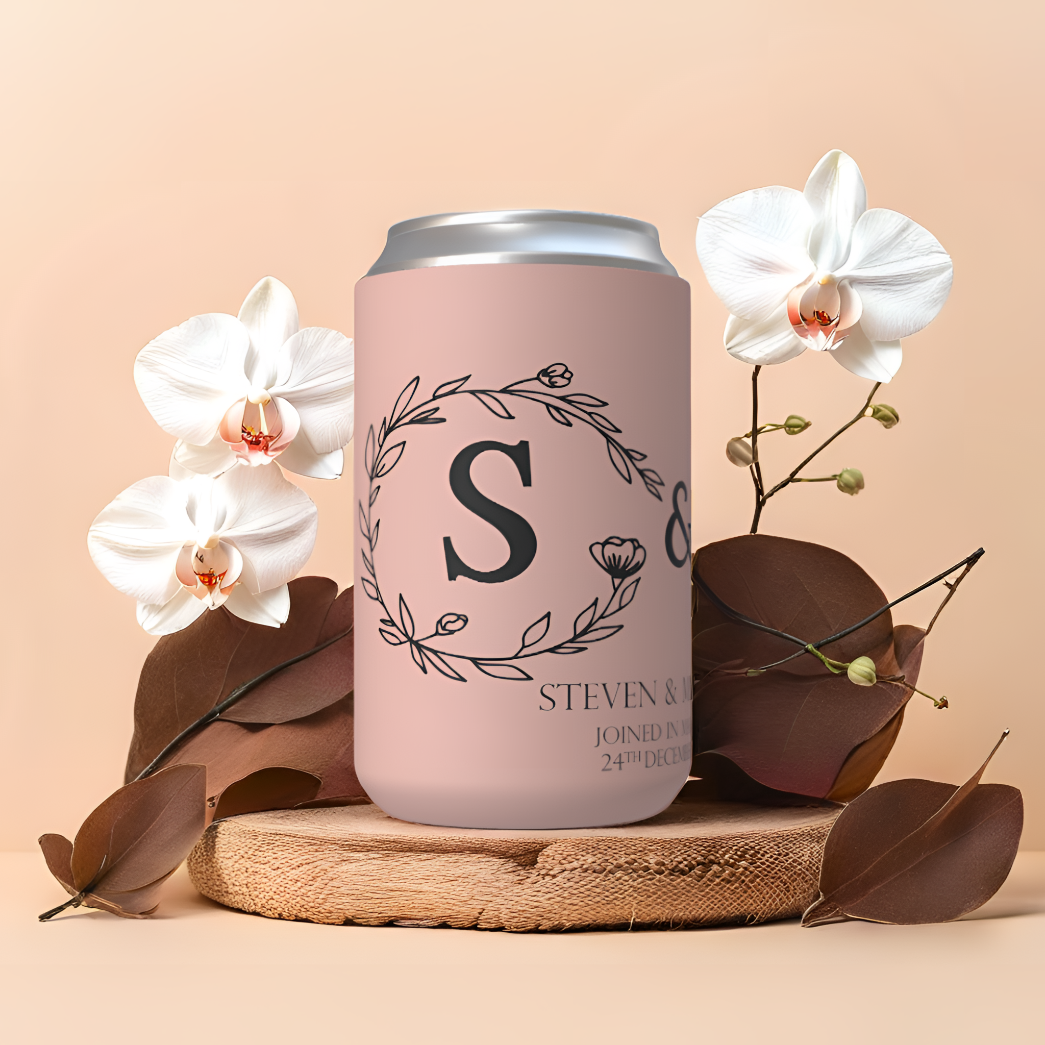 Customisable Wedding Stubby holder - INFINITY