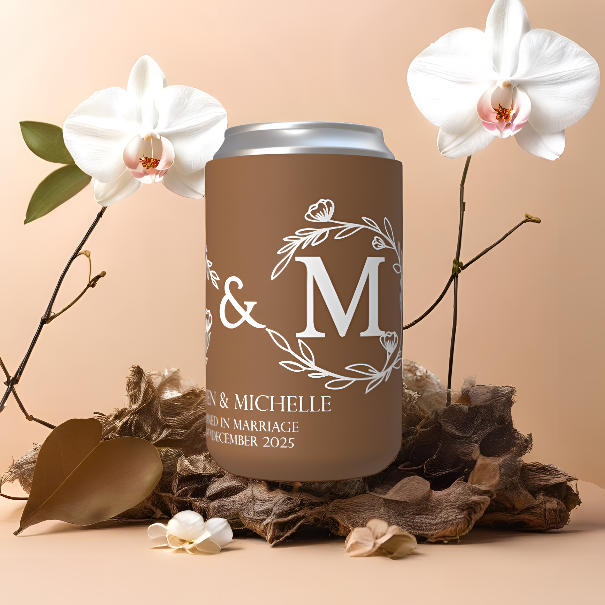 Customisable Wedding Stubby holder - INFINITY