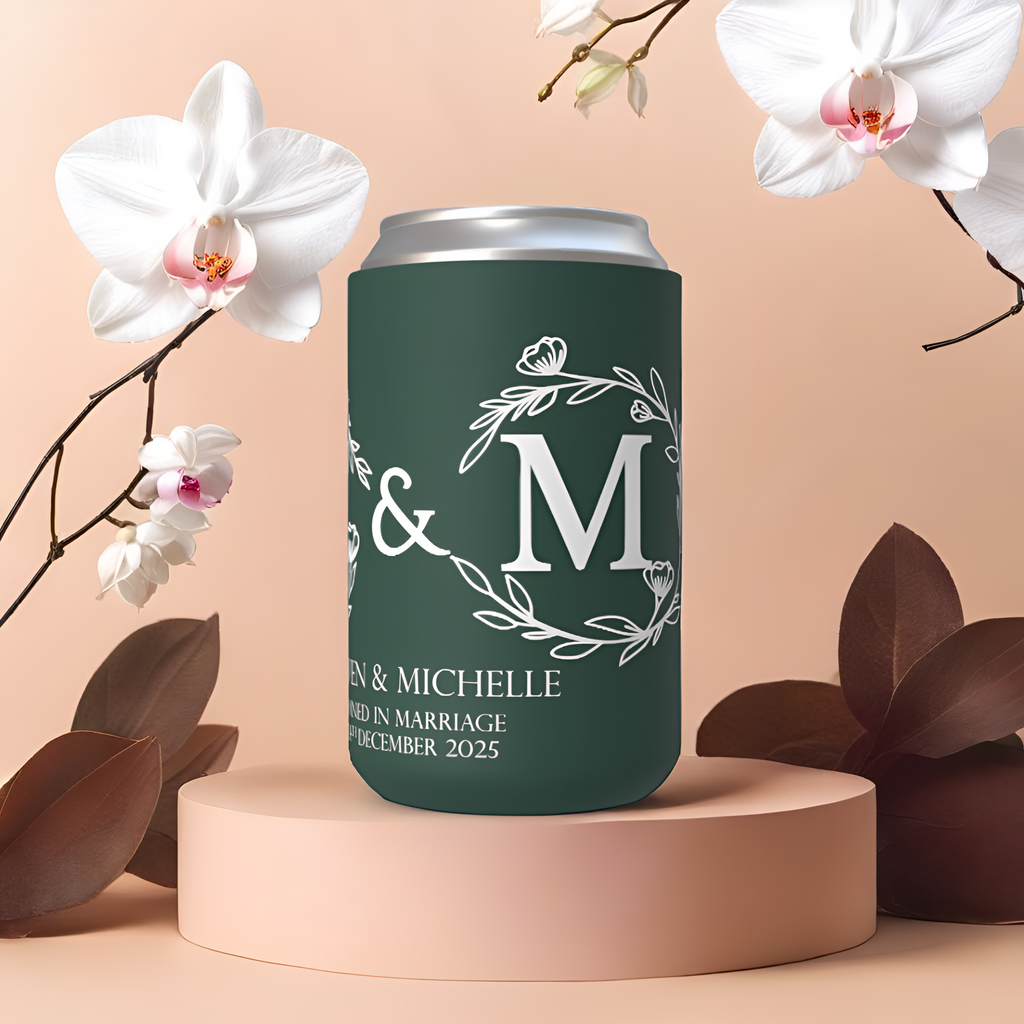 Customisable Wedding Stubby holder - INFINITY