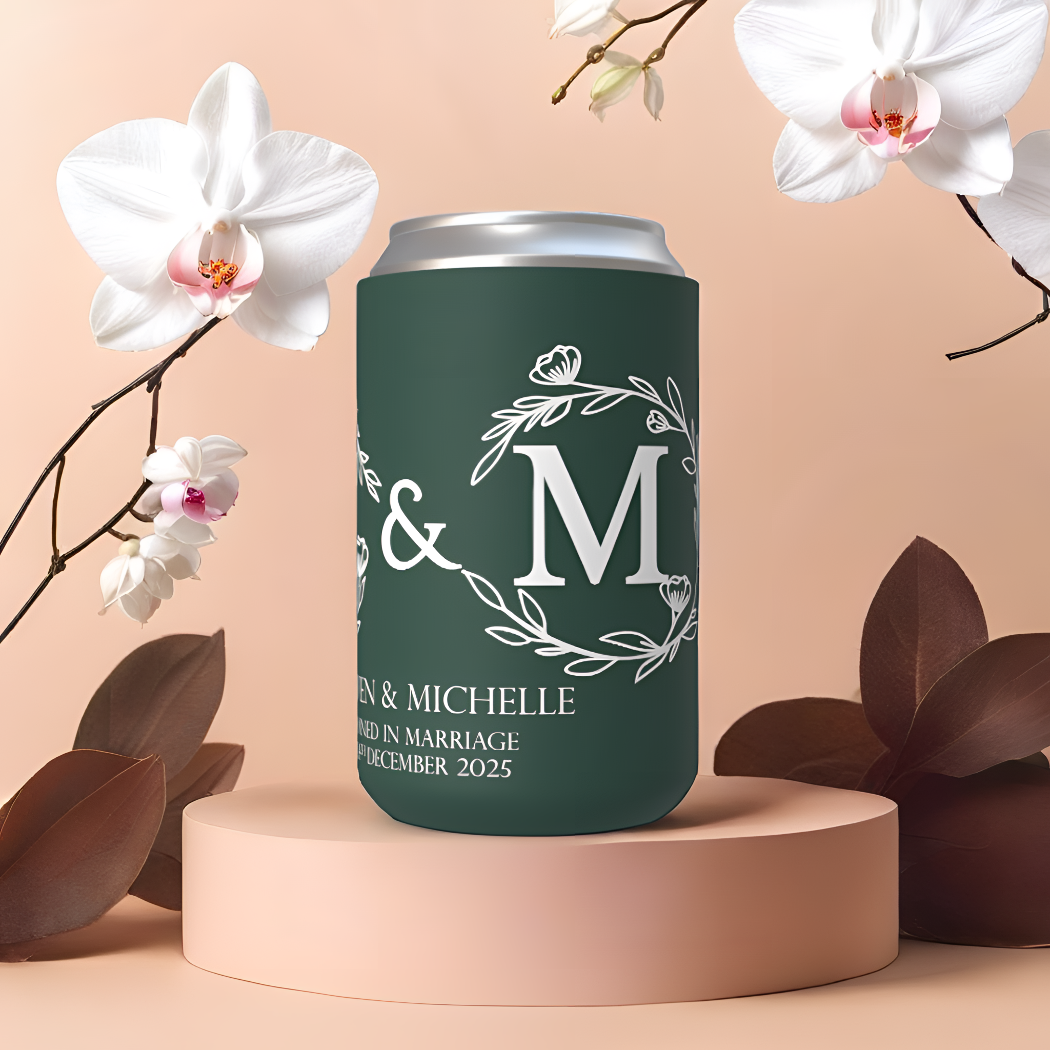 Customisable Wedding Stubby holder - INFINITY