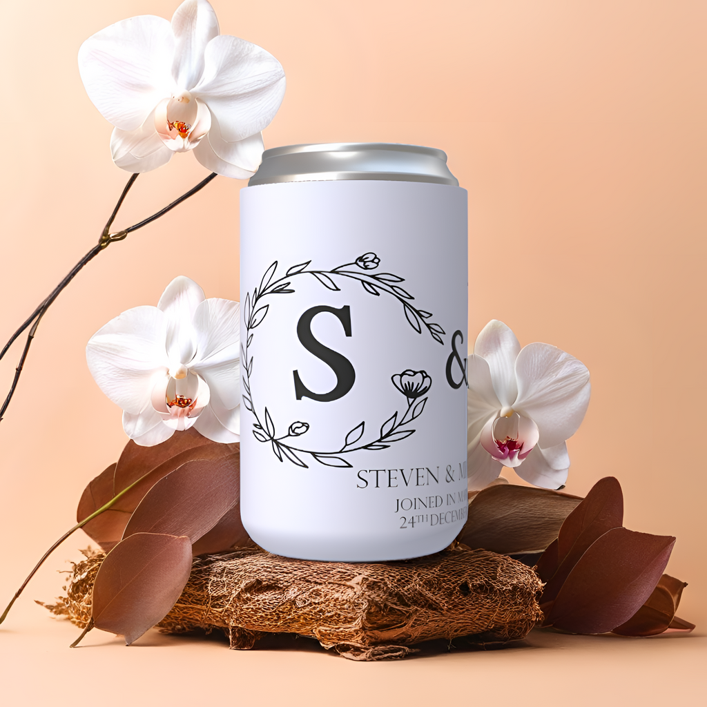 Customisable Wedding Stubby holder - INFINITY