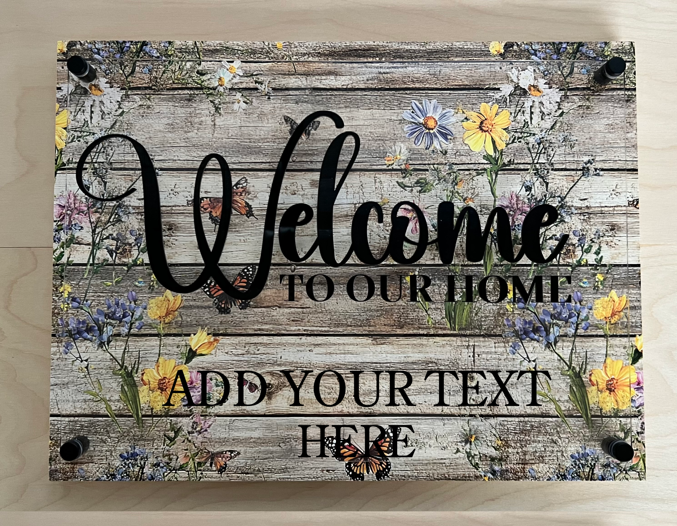 Personalised Welcome Sign – Wildflower & Butterfly Design