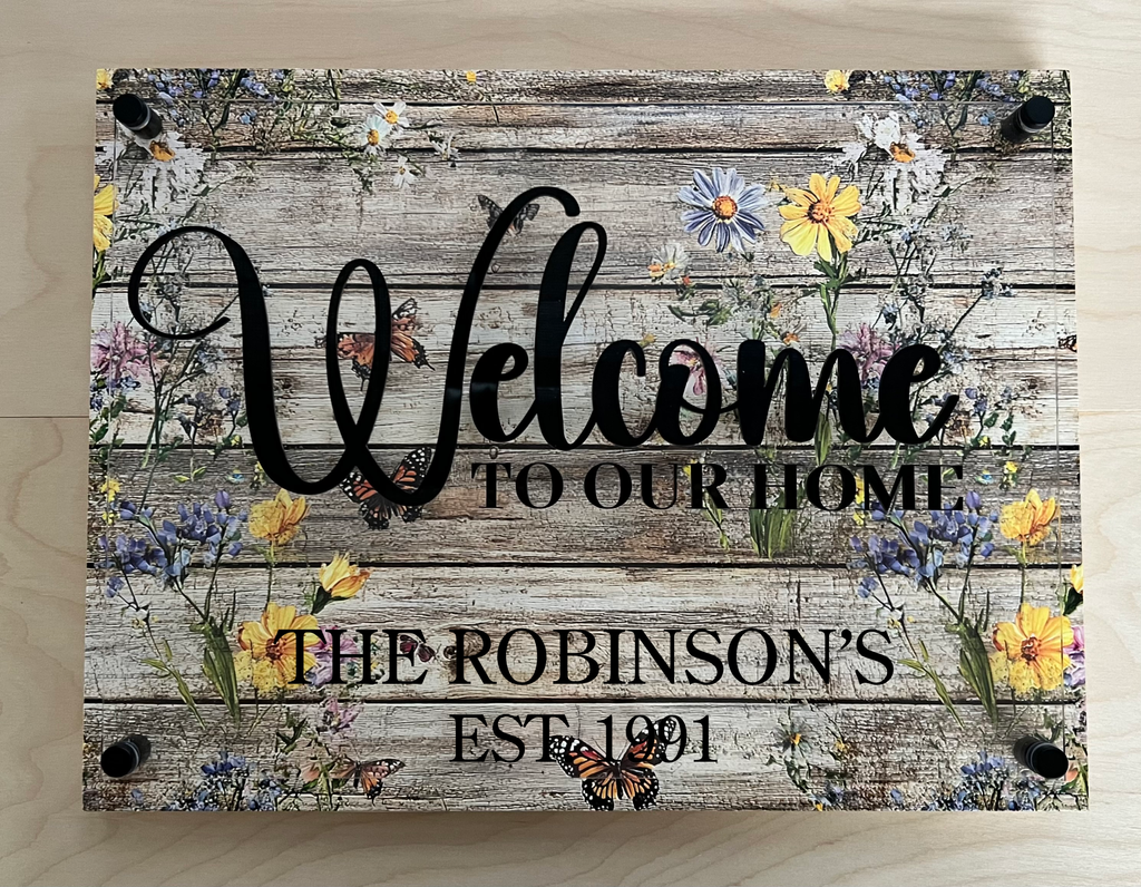 Personalised Welcome Sign – Wildflower & Butterfly Design