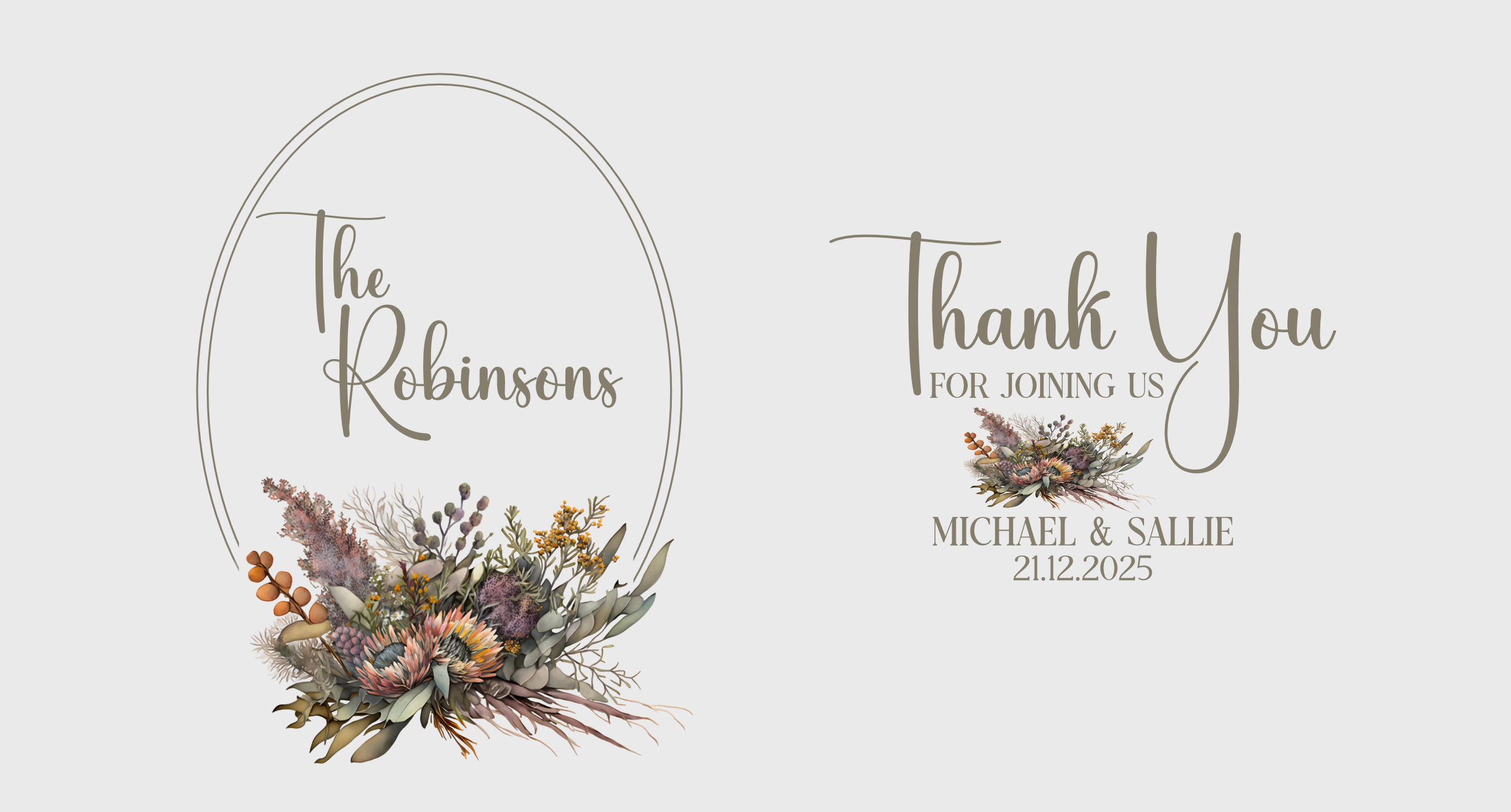 Customisable Wedding Stubby holder - Australian Native Flowers
