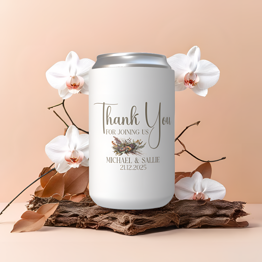 Customisable Wedding Stubby holder - Australian Native Flowers