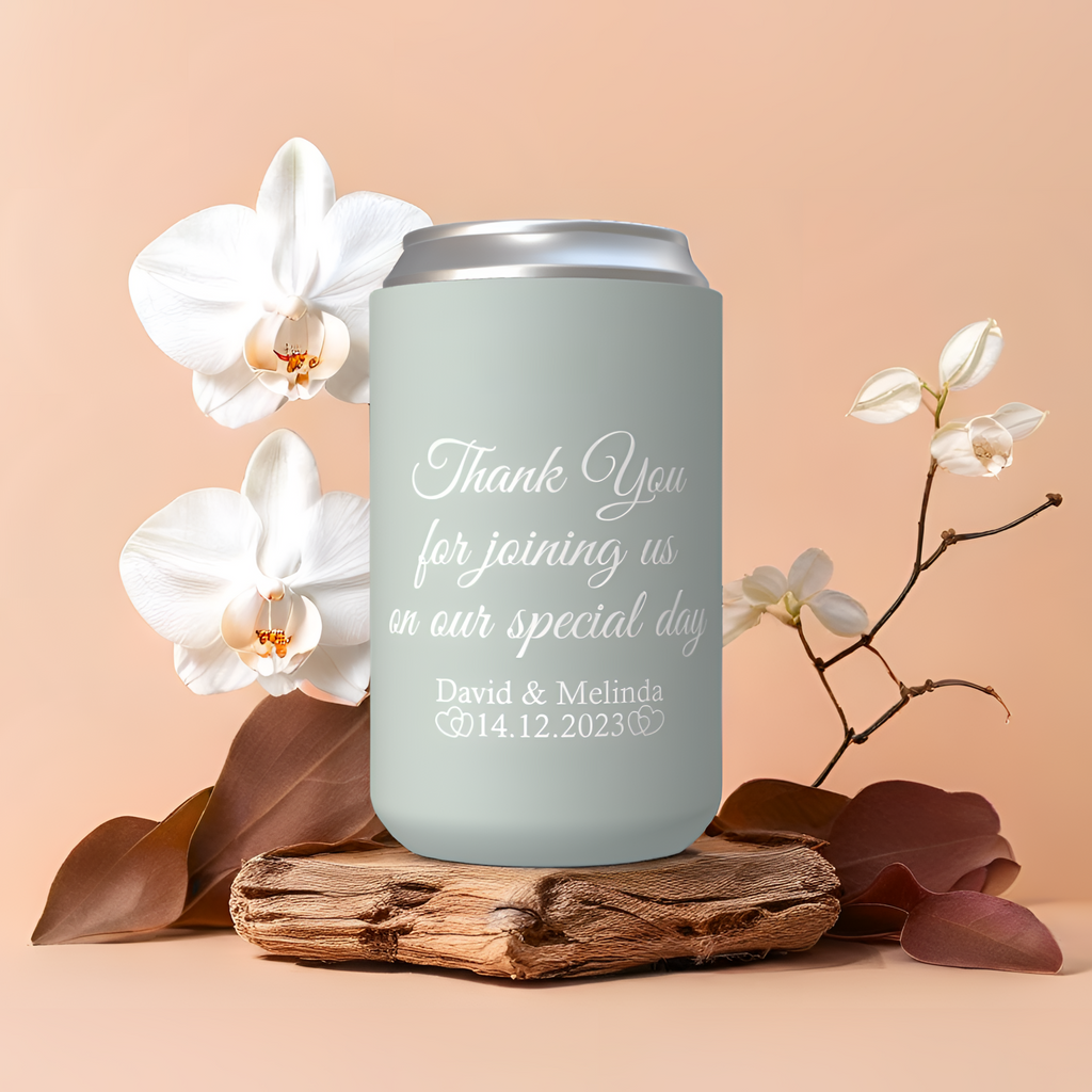 Customisable Wedding Stubby holder - FLORAL FRAME