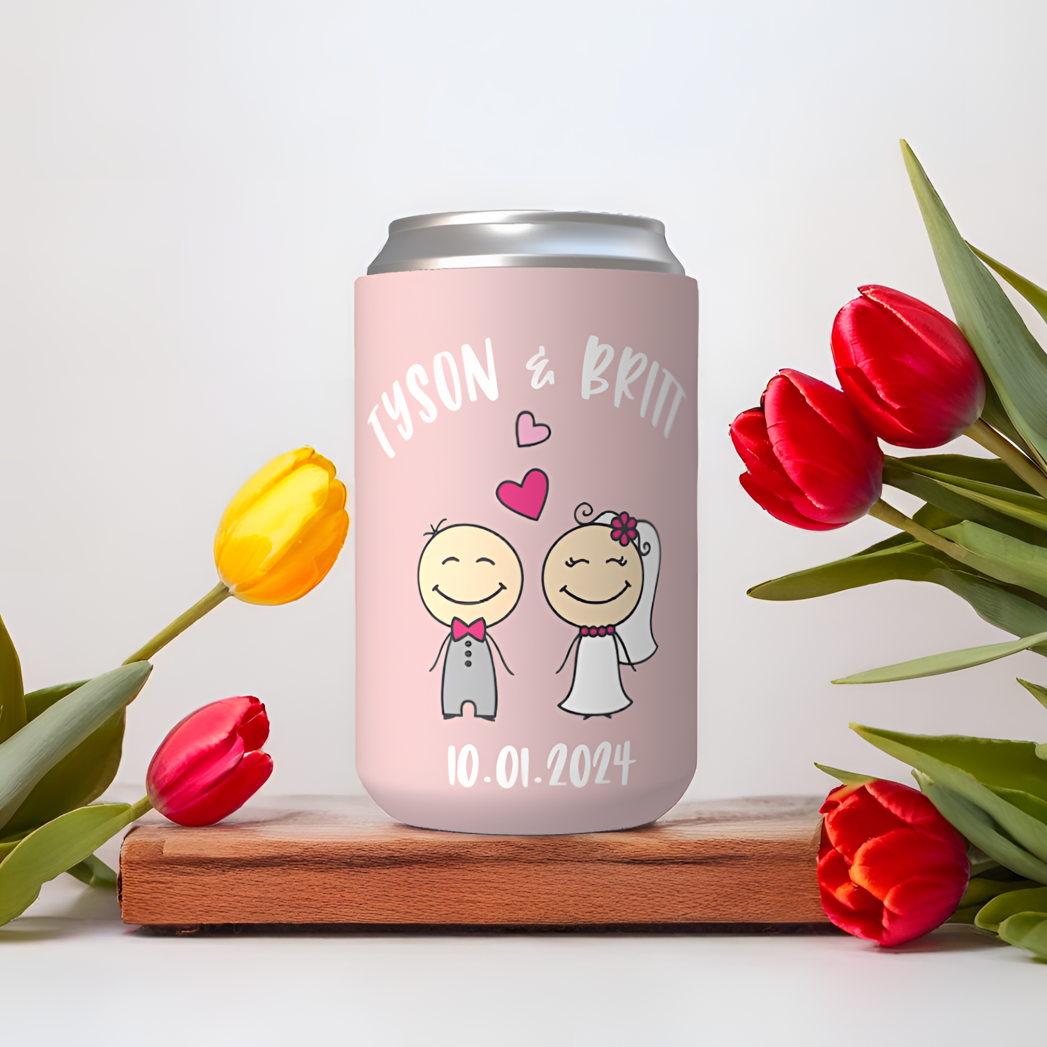 Customisable Wedding Stubby holder - HAPPY COUPLE