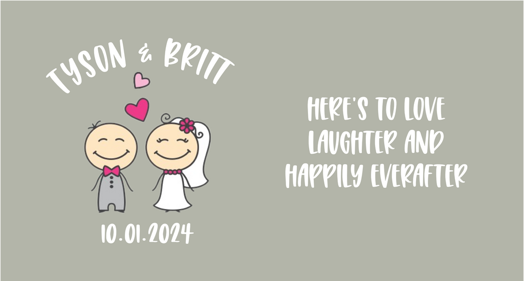 Customisable Wedding Stubby holder - HAPPY COUPLE