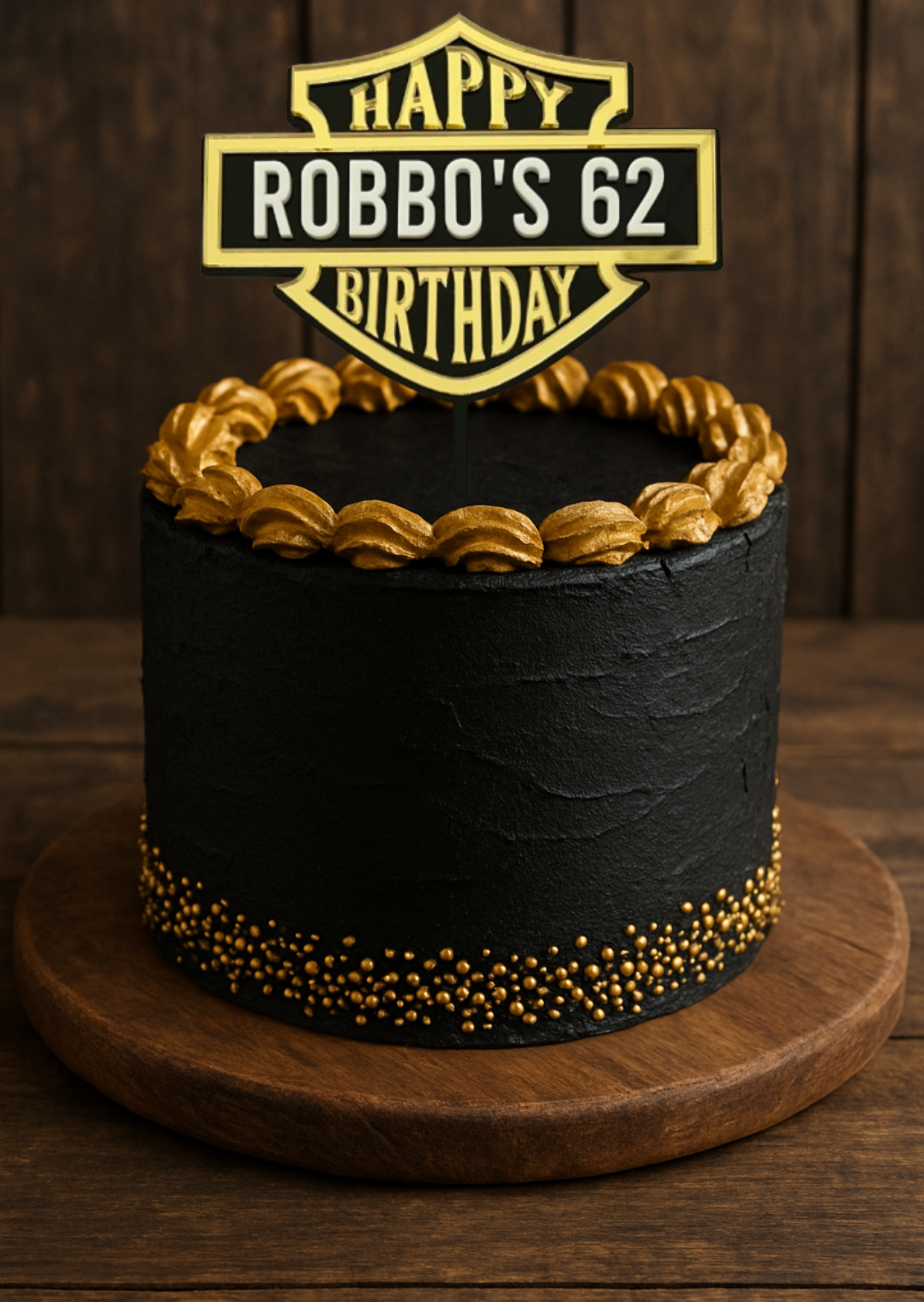 Personalised Biker Birthday Cake Topper – Layered Laser Cut Acrylic