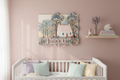 Personalised layered cottage wall sign displayed on a soft pastel nursery wall