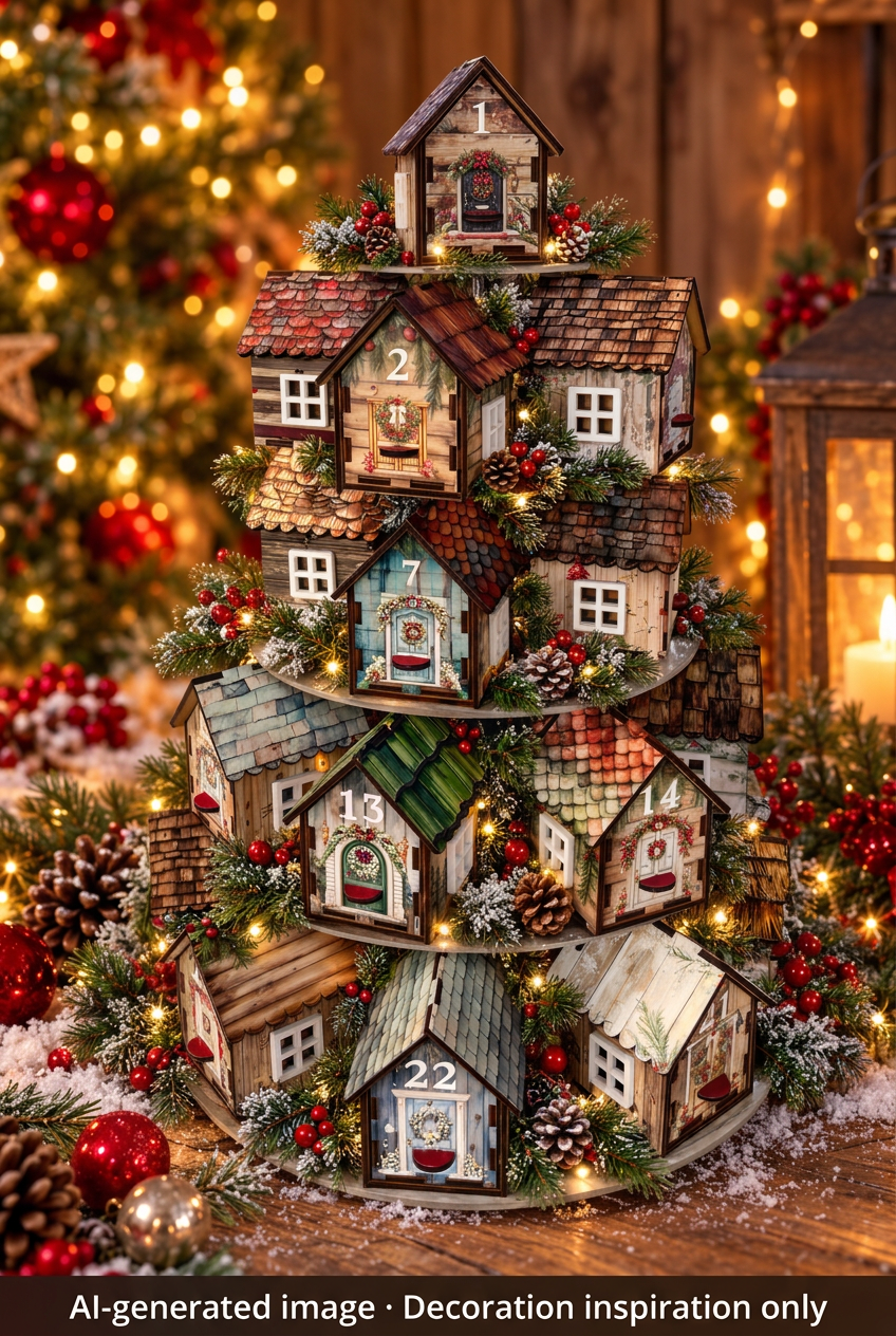 AI-generated Christmas cottage display for decoration inspiration only