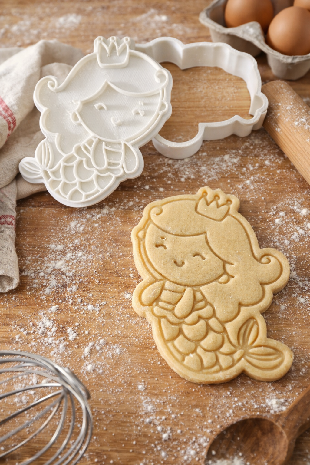 Mermaid Princess Cookie Cutter & Stamp – 3D Printed Food Safe PLA