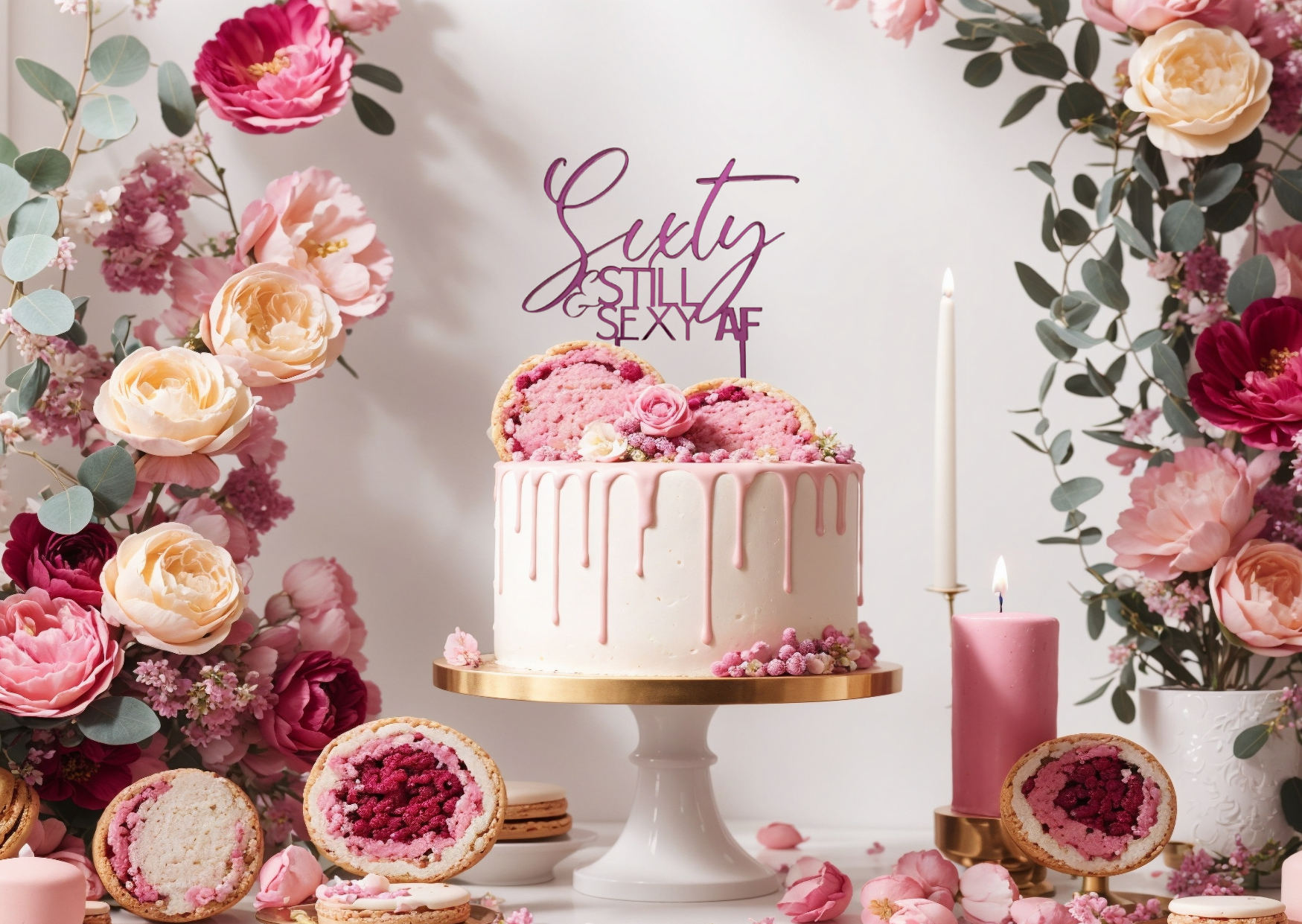 Sixty & Sexy AF Cake Topper – Mirrored Laser Cut Acrylic